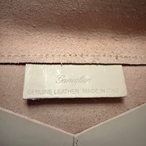 Garuglieri Genuine Leather Envelope Wristlet Clutch Made In Italy Light Pink - Picture 3 of 7